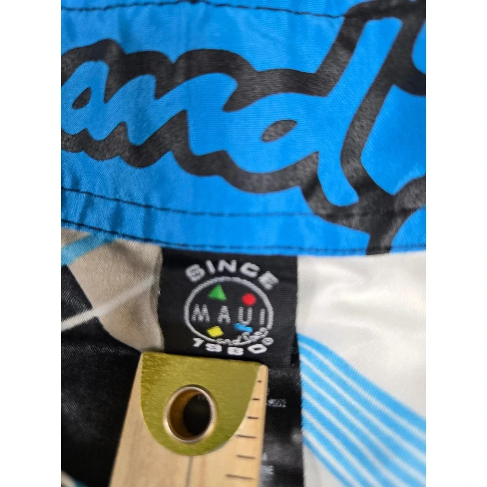 Maui and Sons Mens Size 38 Blue Plaid Board Shorts Swim‎ Trunks Cargo Pocket